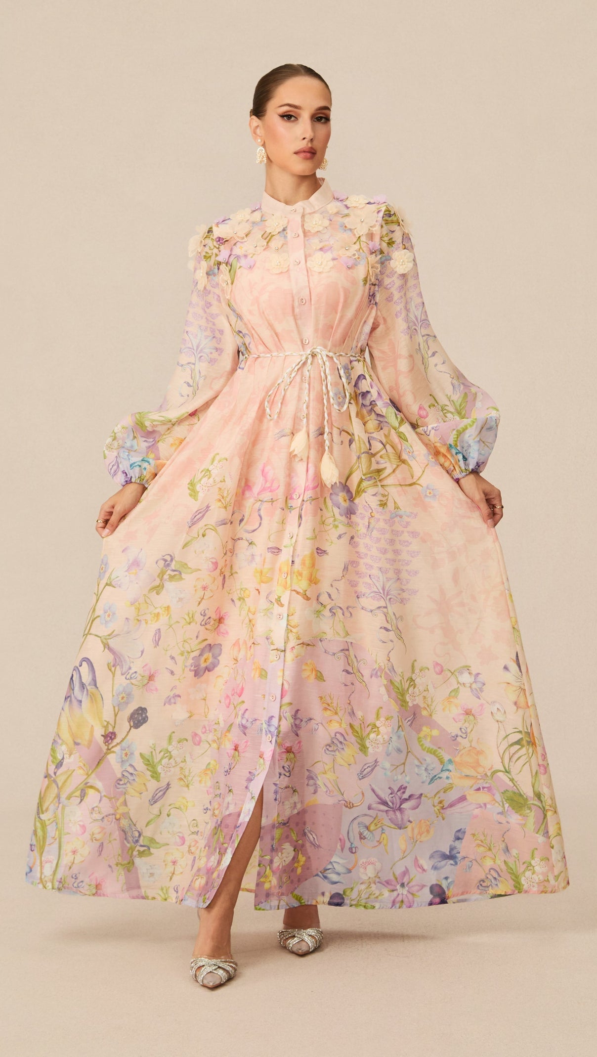 Kate Floral Print Tie Waist Maxi Dress