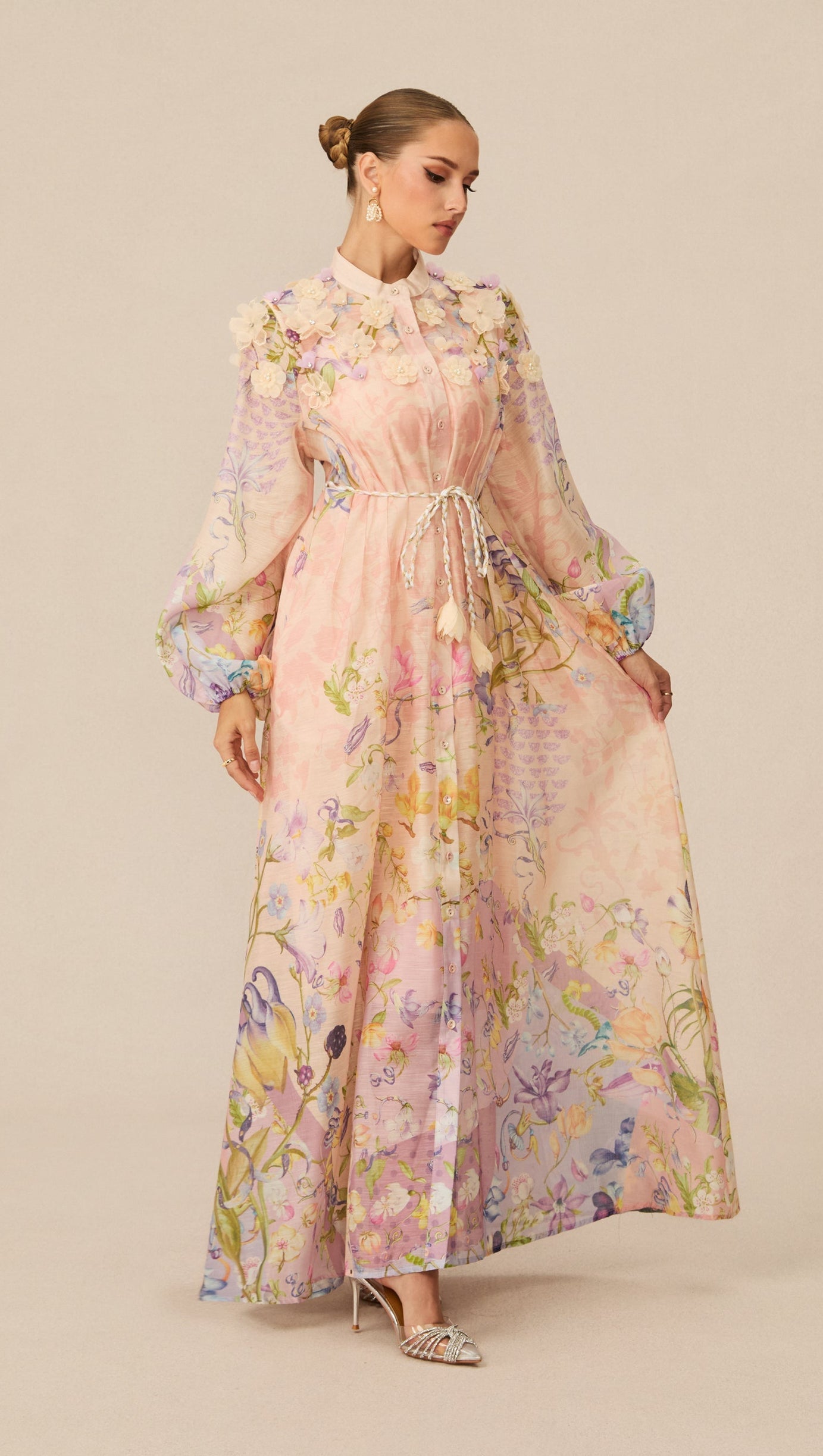 Kate Floral Print Tie Waist Maxi Dress