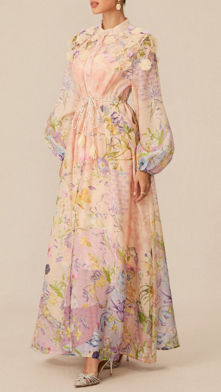 Kate Floral Print Tie Waist Maxi Dress