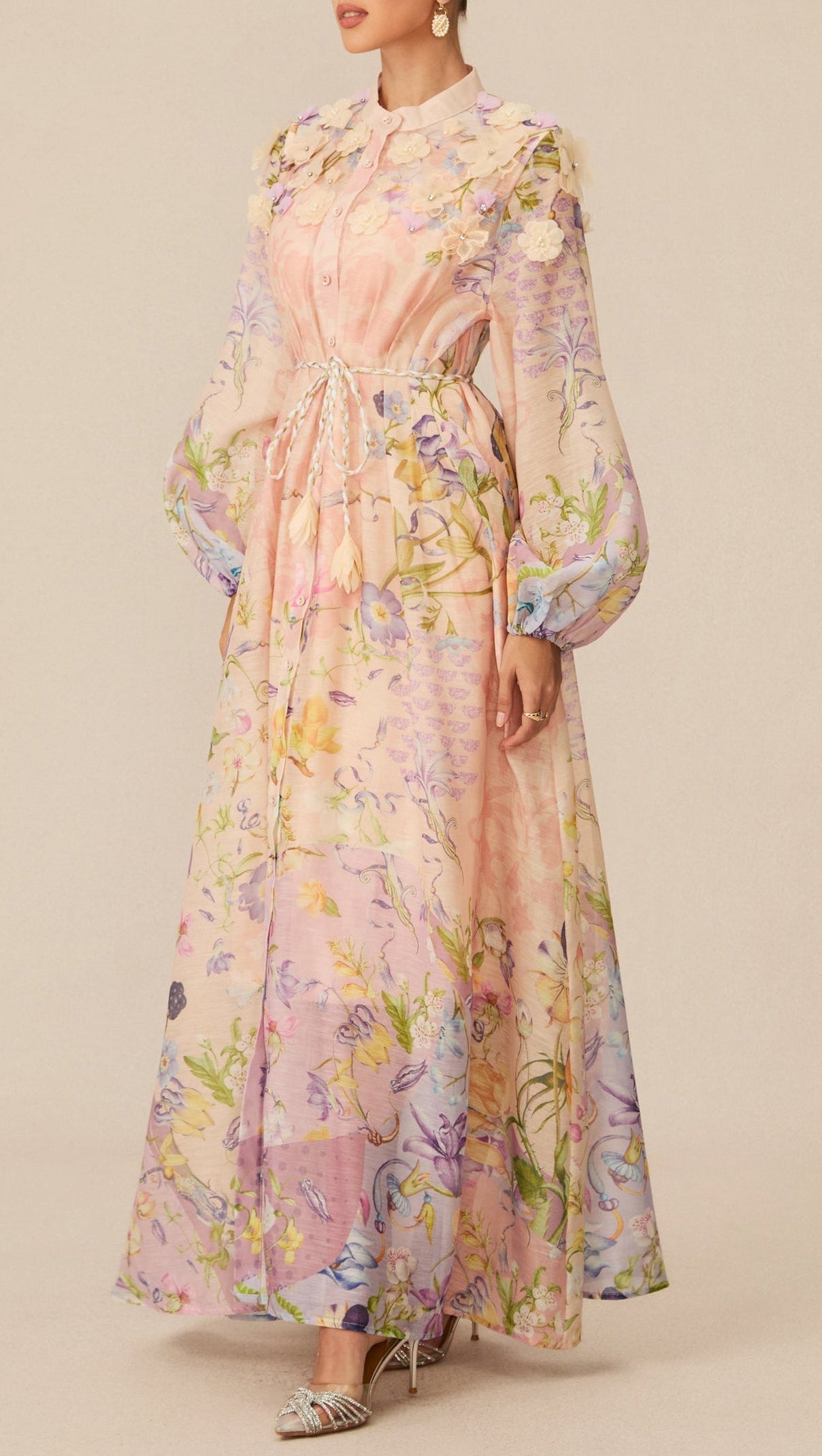 Kate Floral Print Tie Waist Maxi Dress