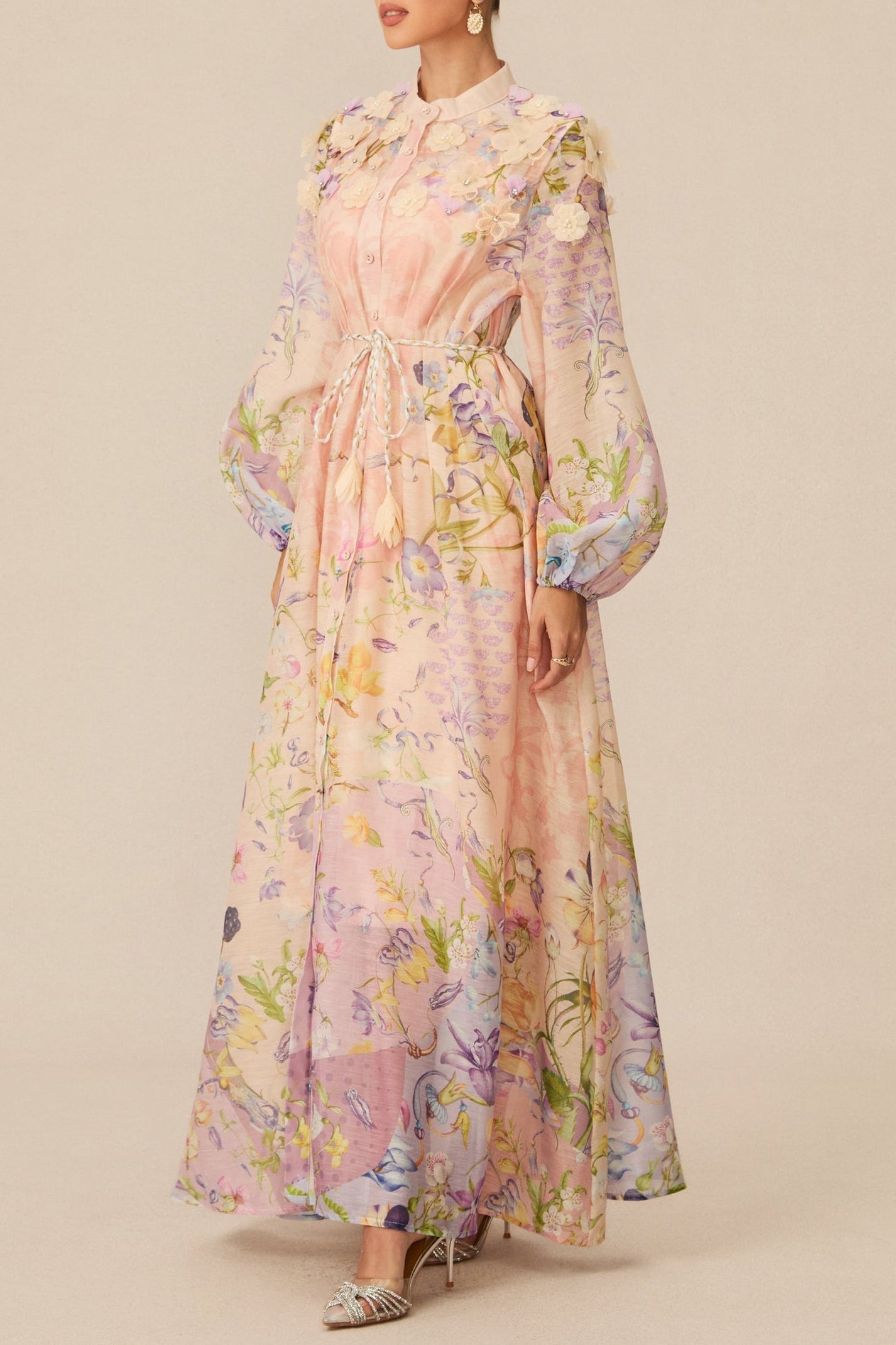 Kate Floral Print Tie Waist Maxi Dress