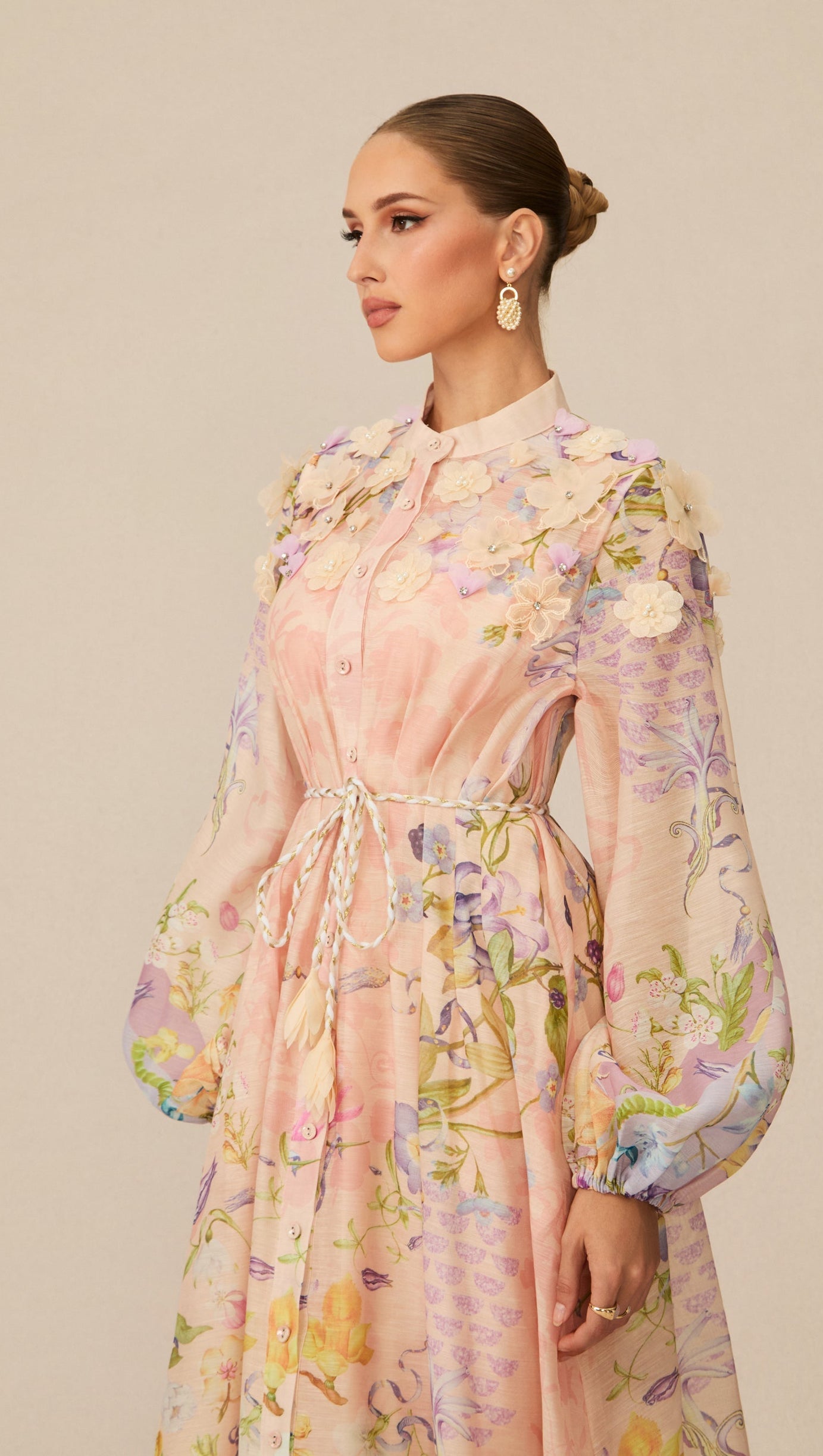 Kate Floral Print Tie Waist Maxi Dress