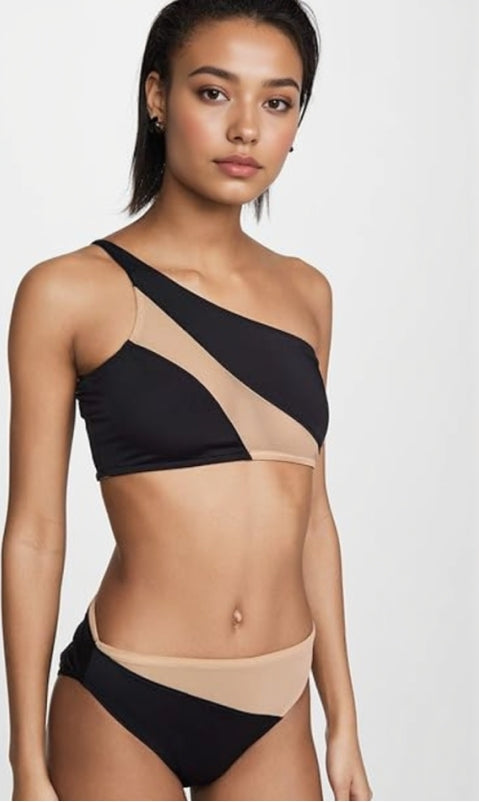 Zweiteiliger Bikini-Set aus Patchwork-Netzgewebe