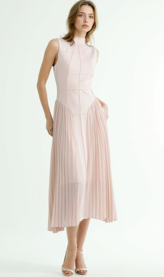 AIIZIE SLEEVELESS KNIT MIDI DRESS WITH PLIES IN APRICOT - product image