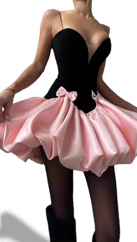 MINI ABITO BICOLORE CON FIOCCO VALERIE