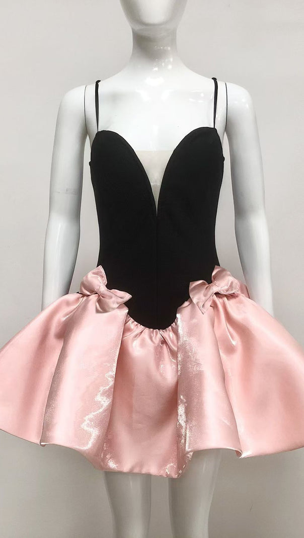 AIIZIE VALERIE TWO-TONE BOWQUETTE MINI DRESS - product image