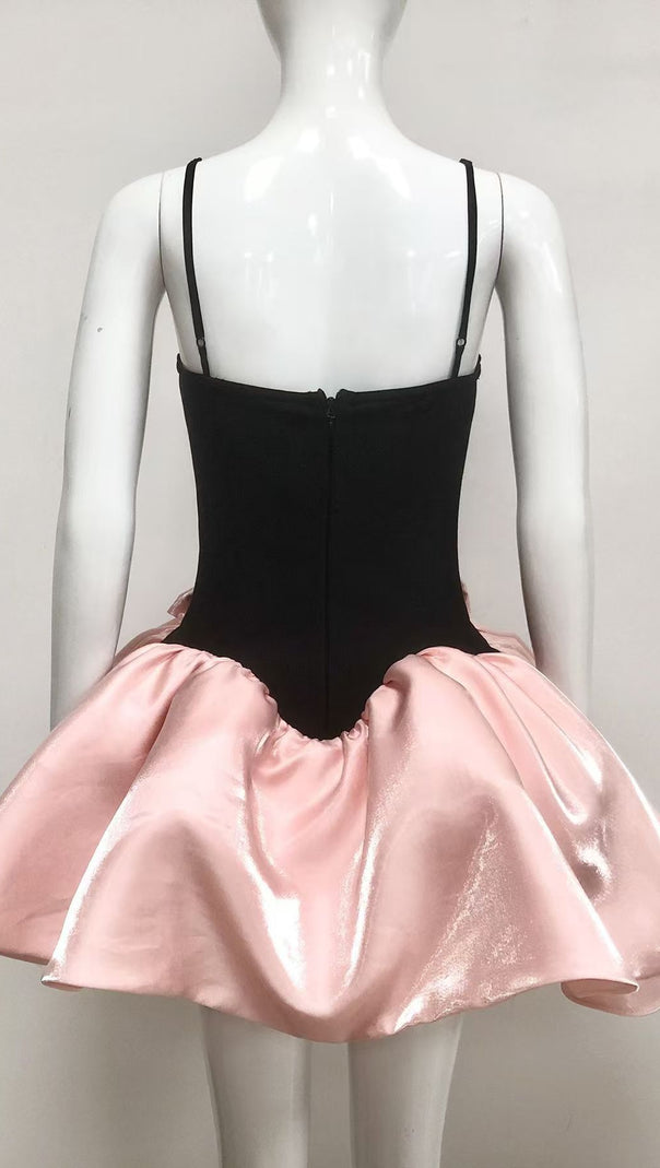 Valerie zweifarbiges Bowquette-Minikleid