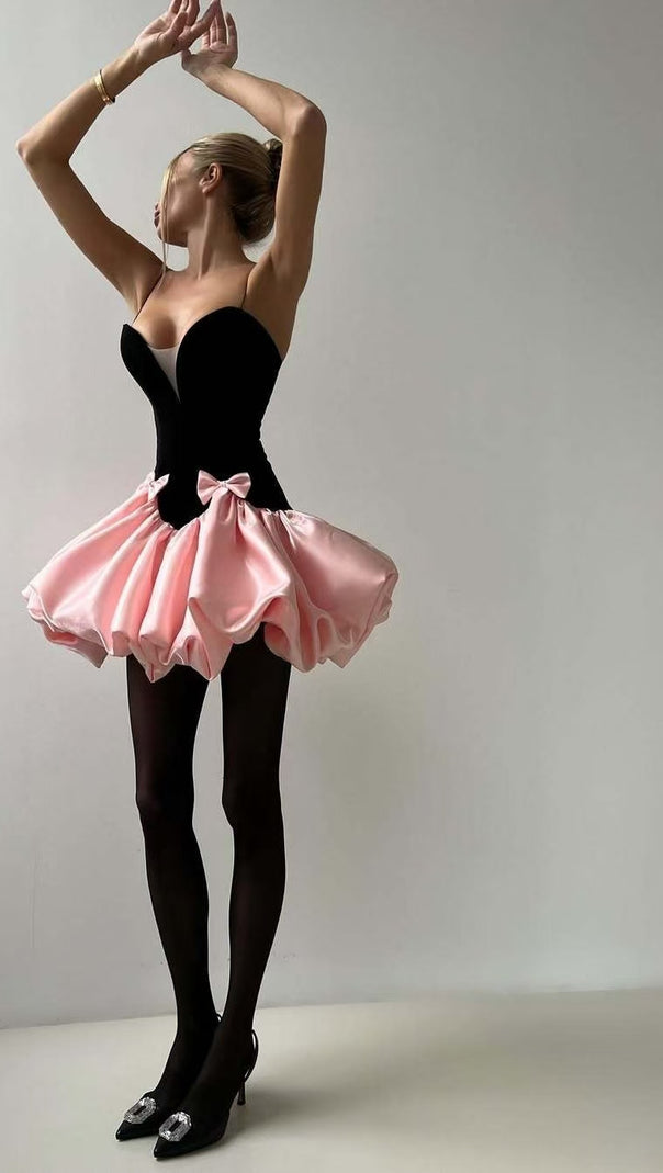 AIIZIE VALERIE TWO-TONE BOWQUETTE MINI DRESS - product image