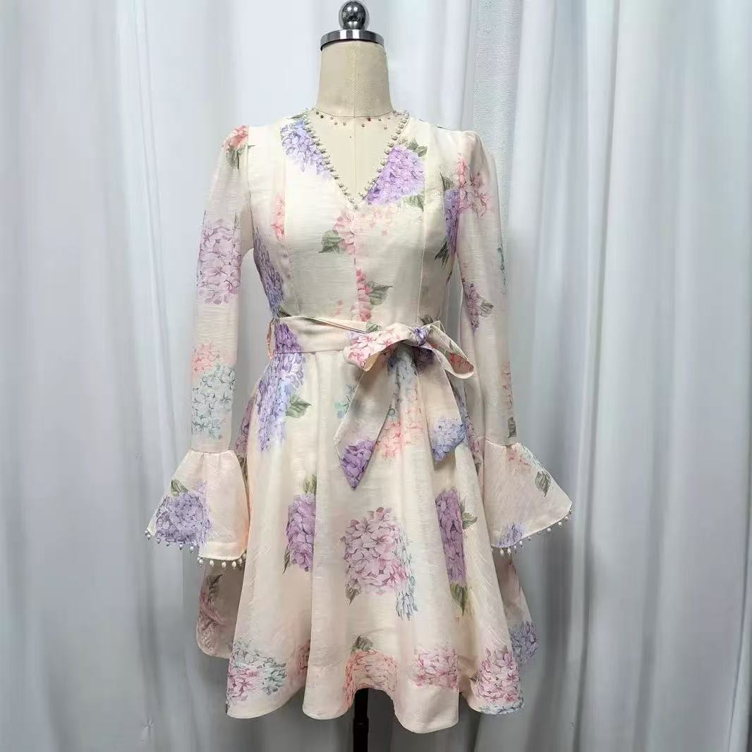 AIIZIE HYDRANGEA PATTERNED LONG SLEEVED MINI DRESS - product image