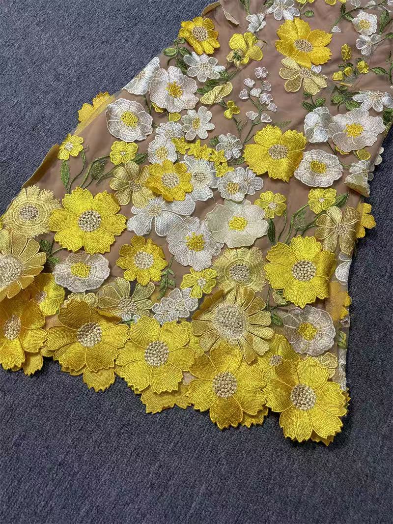 AIIZIE SOFT FLORAL TUBE TOP SHORT DRESS YELLOW - product image