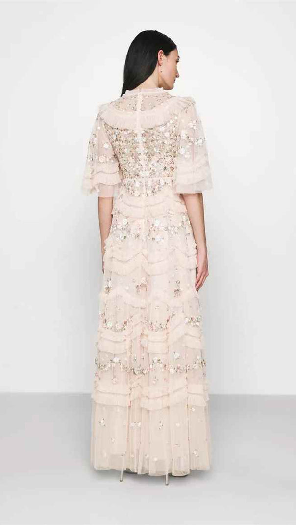 AIIZIE FAIRY EMBROIDERY FLORAL MESH LONG SKIRT - product image