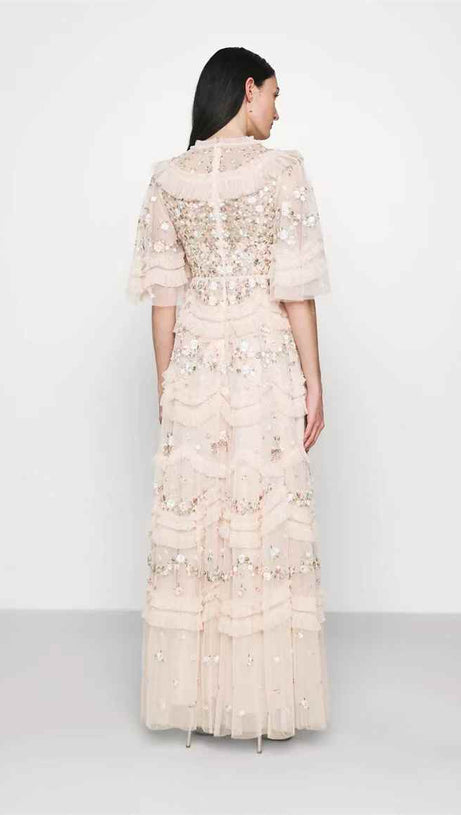 GONNA LUNGA IN RETE FLOREALE CON RICAMO FATA