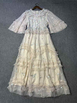 Fairy Embroidery Floral Mesh Long Skirt