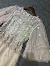 Fairy Embroidery Floral Mesh Long Skirt