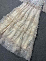 Fairy Embroidery Floral Mesh Long Skirt