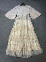 Fairy Embroidery Floral Mesh Long Skirt