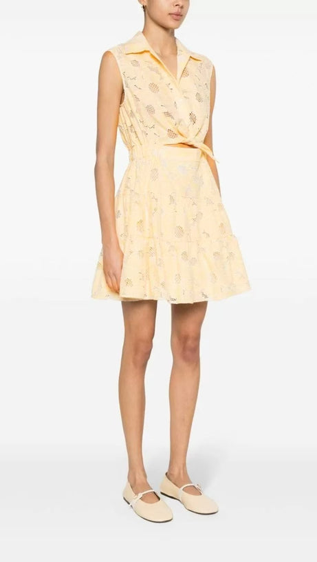 Ärmelloses Minikleid mit hohlem Blumentemperament