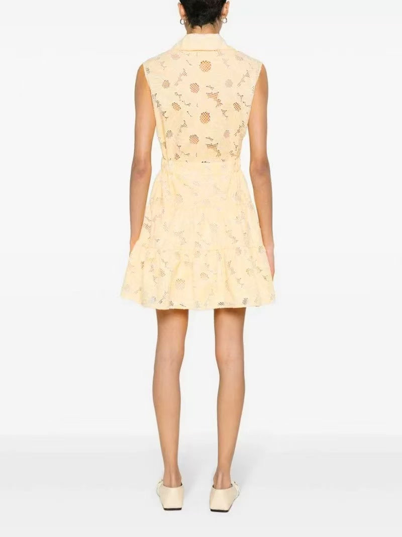 AIIZIE HOLLOW FLOWER TEMPERAMENT SLEEVELESS MINI DRESS· - product image