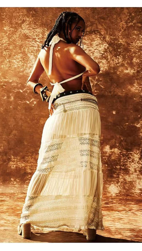 WHITE OPEN BACK SUIT