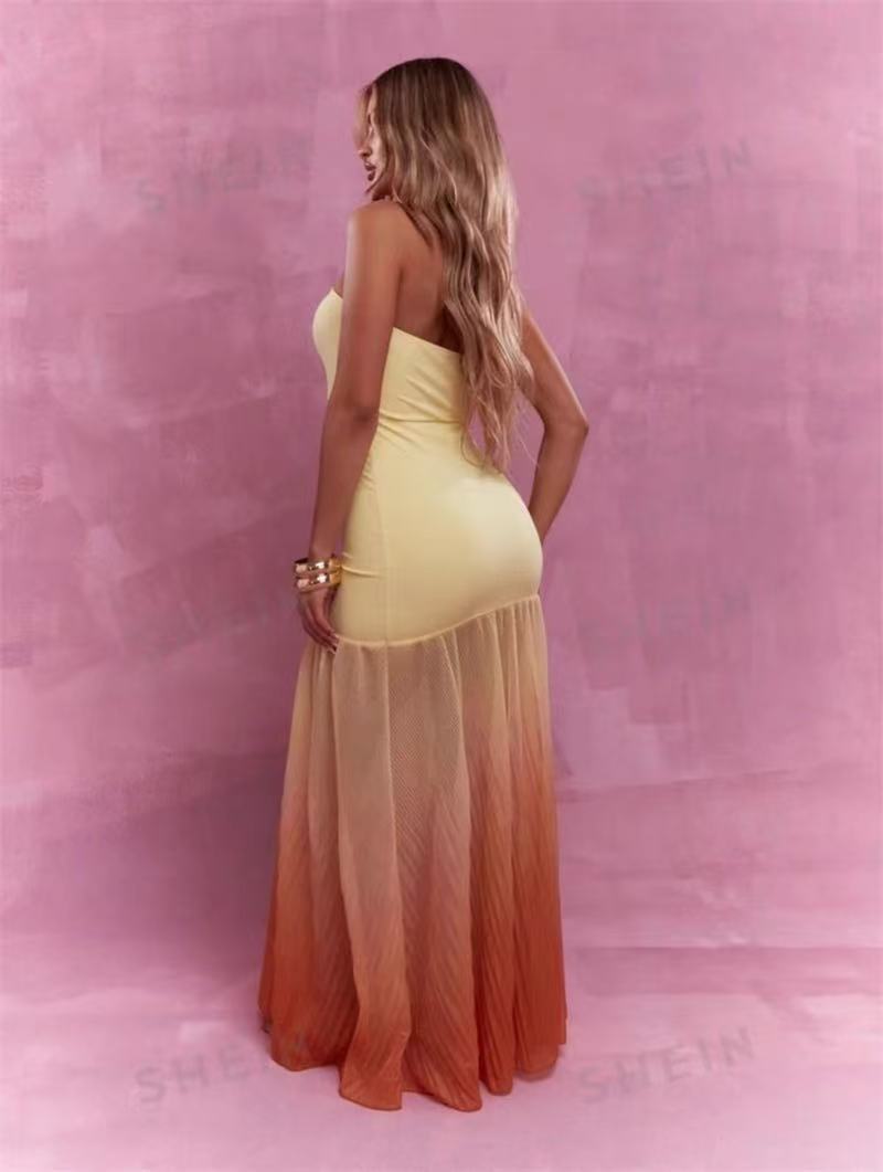 AIIZIE WRAP-AROUND GRADIENT MESH DRESS - product image