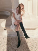 IRREGULAR WHITE LACE MINI DRESS