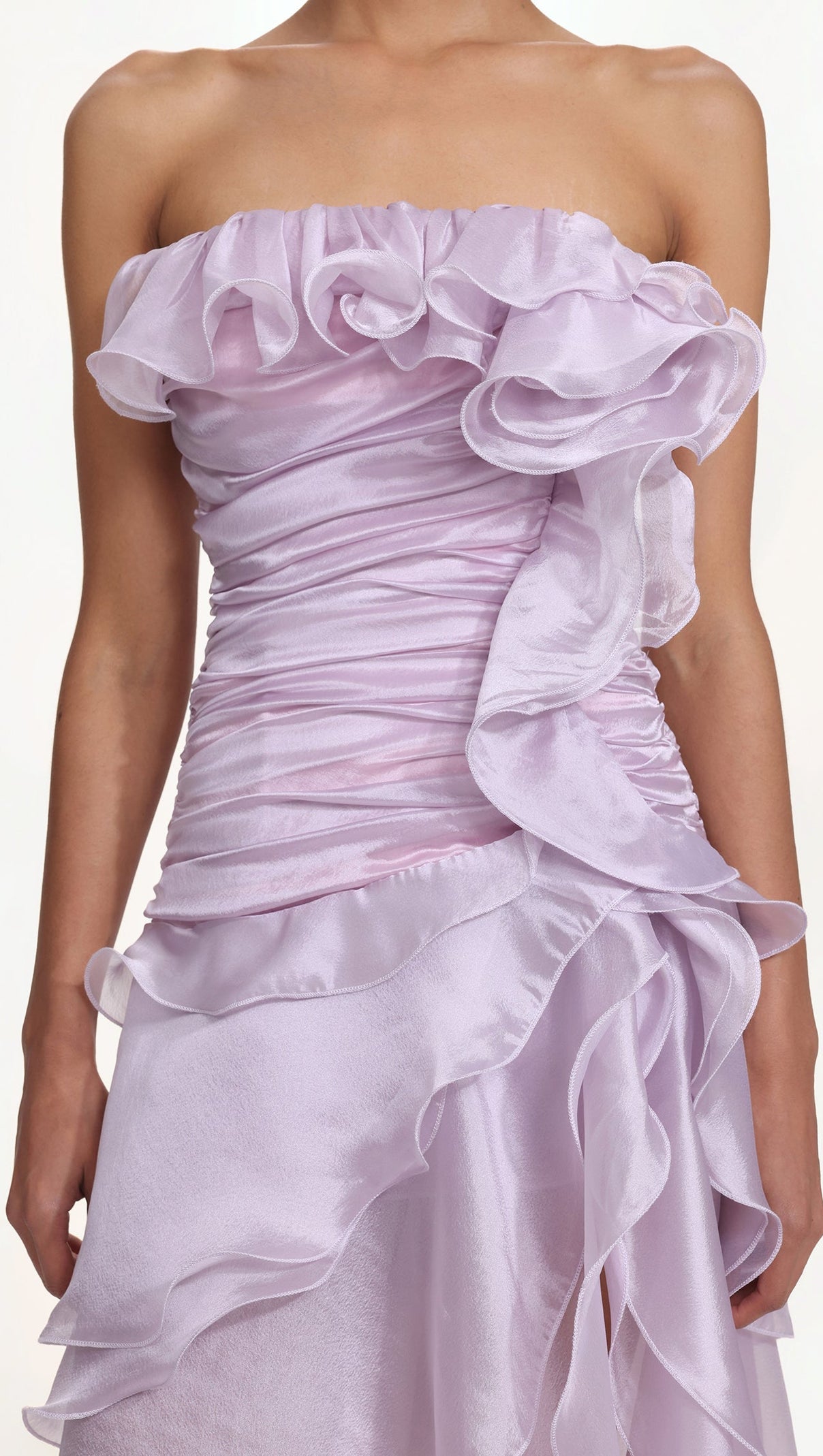 AIIZIE Jellay Strapless Asymmetric Ruffle High Slit Maxi Dress - product image
