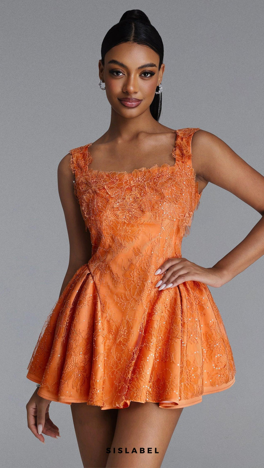 louise Crochet Embroidered mini dress - orange