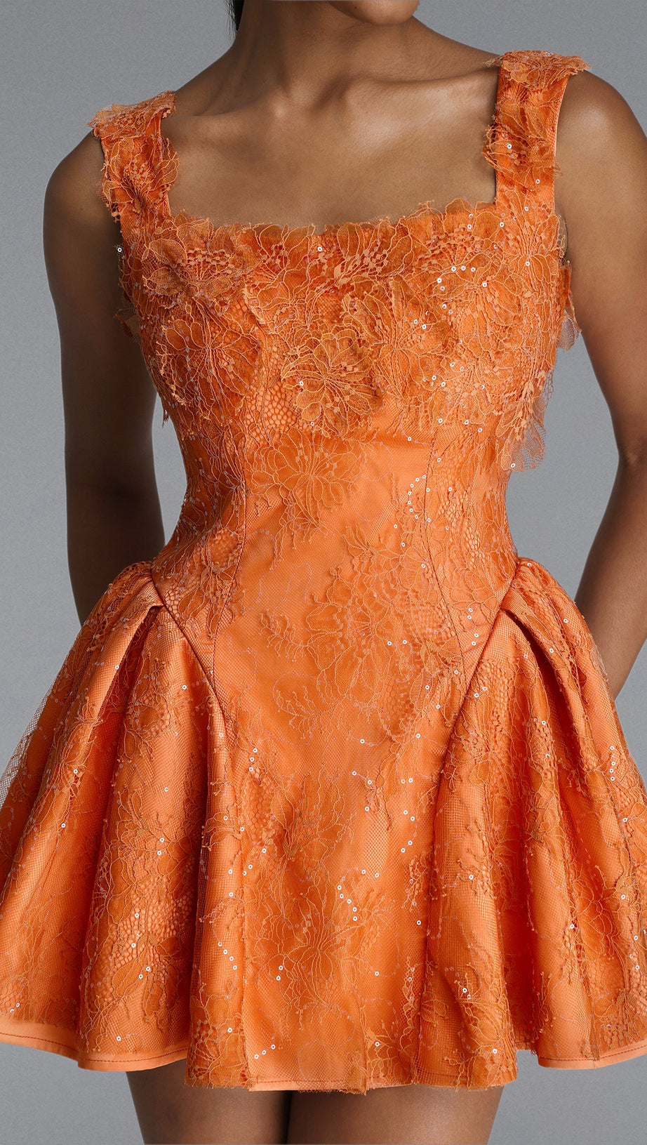 louise Crochet Embroidered mini dress - orange