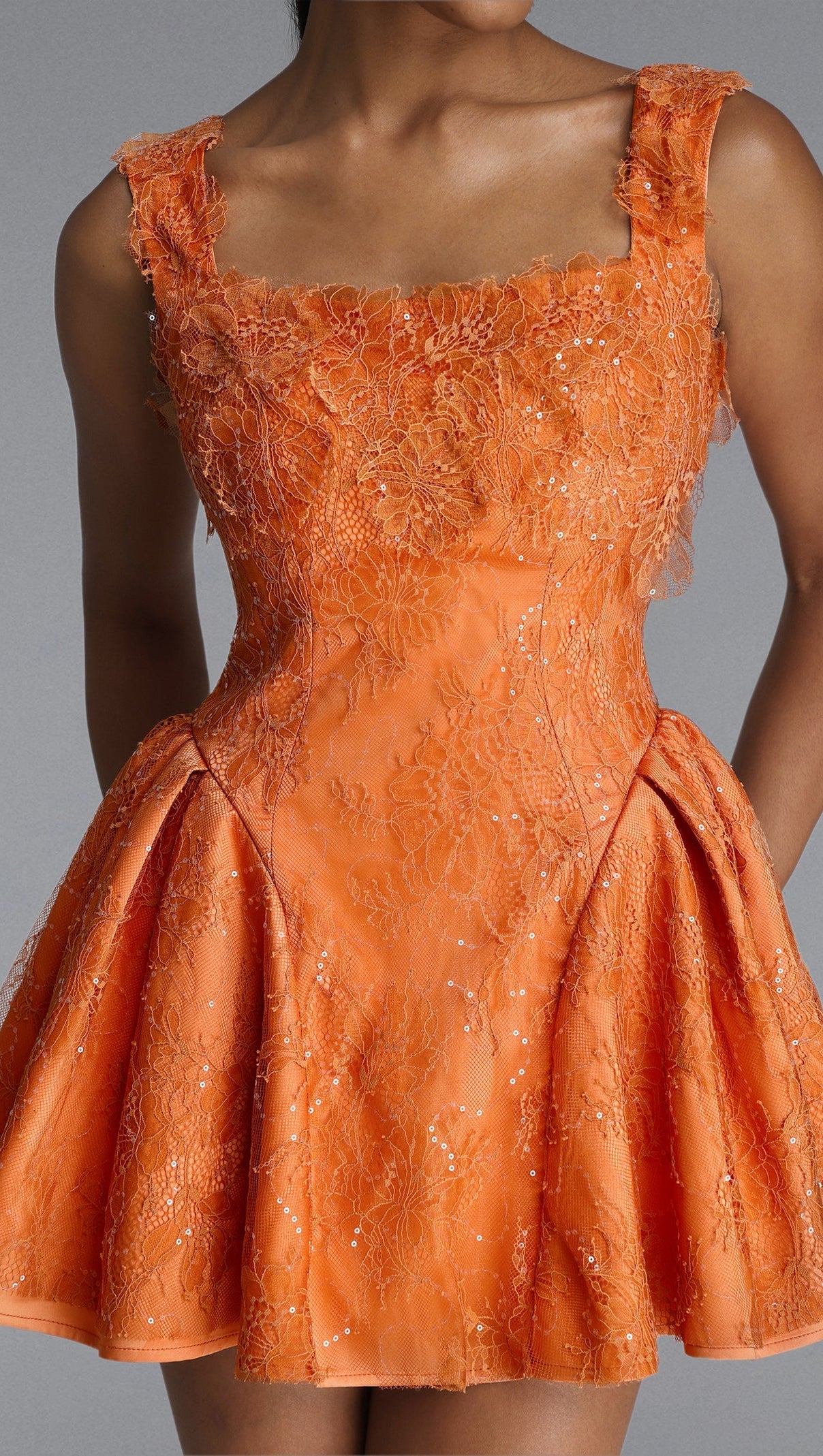 louise Crochet Embroidered mini dress - orange