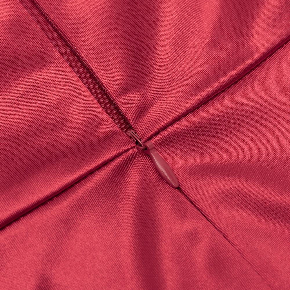AIIZIE CECILIA RUFFLE TRIM HIGH SLIT MAXI BODYCON DRESS IN RED - product image