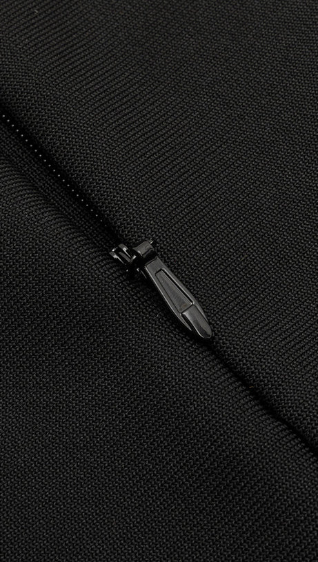 JANICE V NECK LONG SLEEVE BODYCON MIDI DRESS IN BLACK