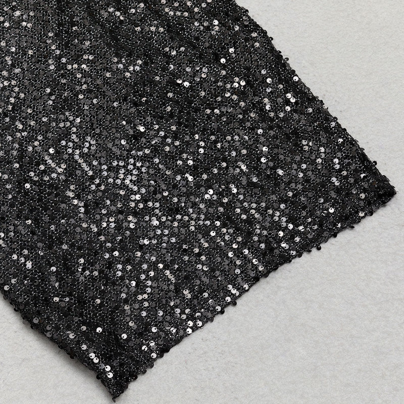 MOCK NECK SEQUIN BODYCON DRESS