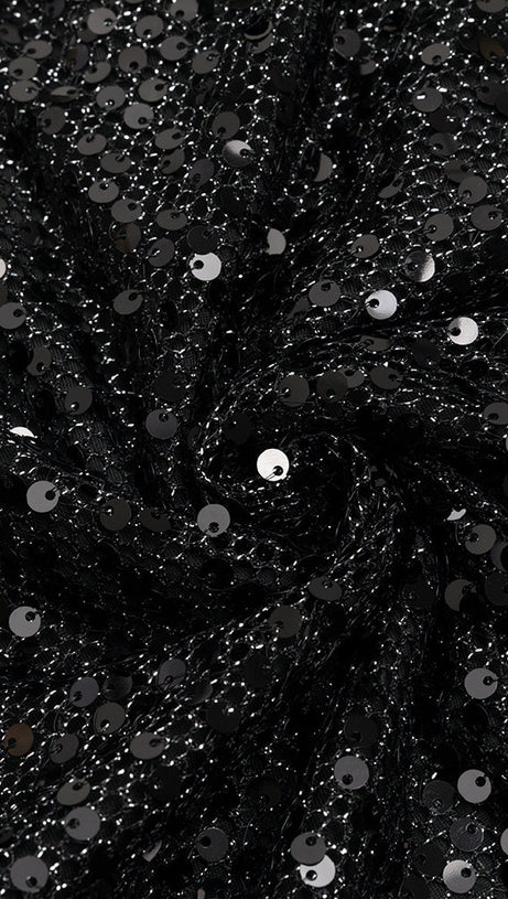 MOCK NECK SEQUIN BODYCON DRESS