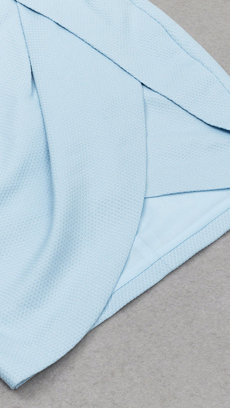 SQUARE NECK PUFF SLEEVE TOP WRAP HEM SKIRT SUIT