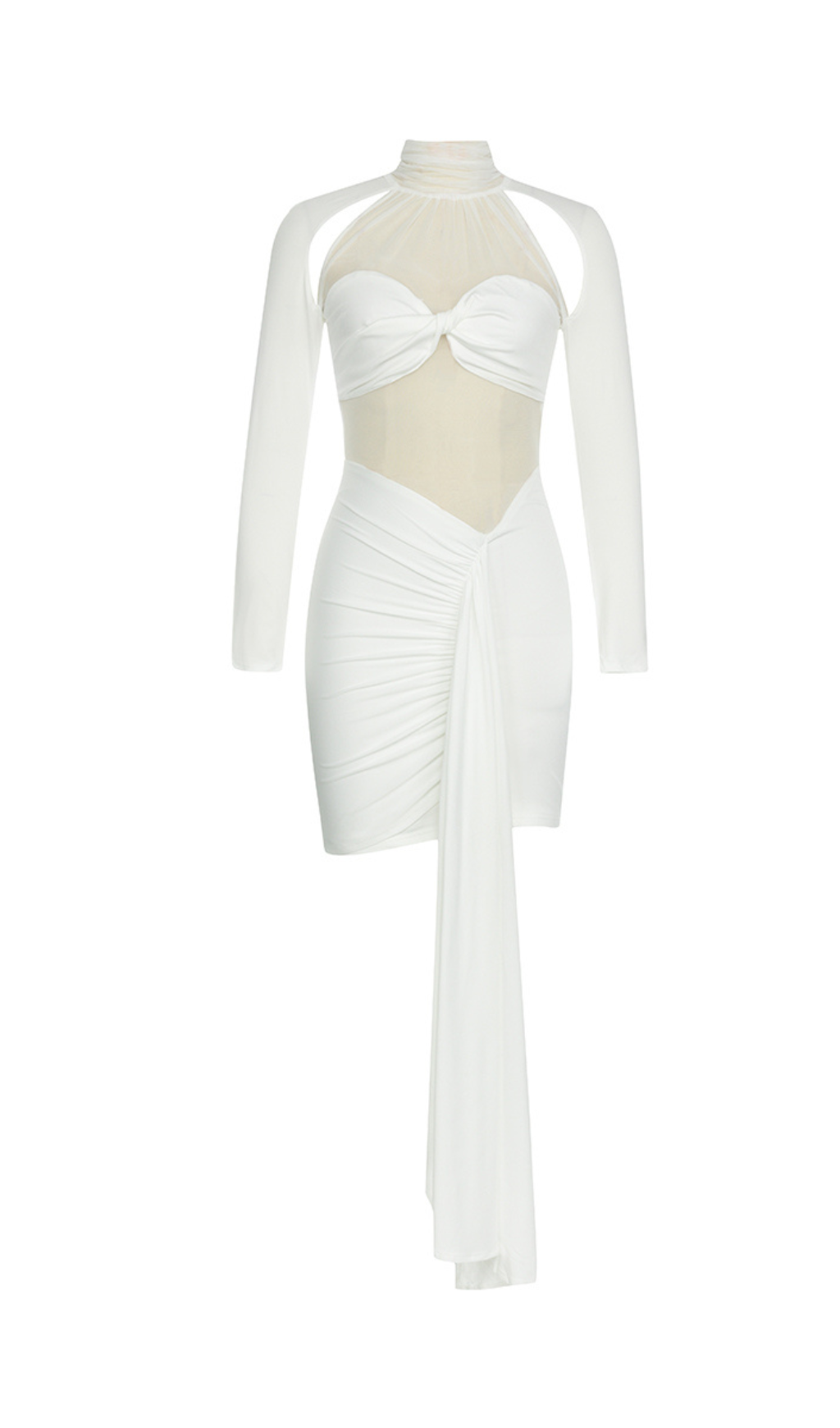 ABITO BIANCO CON MONOMANICA E VITA A TORSIONE