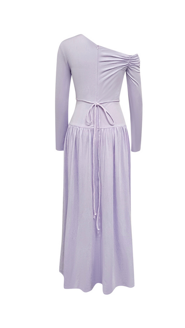 AIIZIE LAVENDER OFF-SHOULDER LONG-SLEEVED PLEATED MAXI DRESS - product image