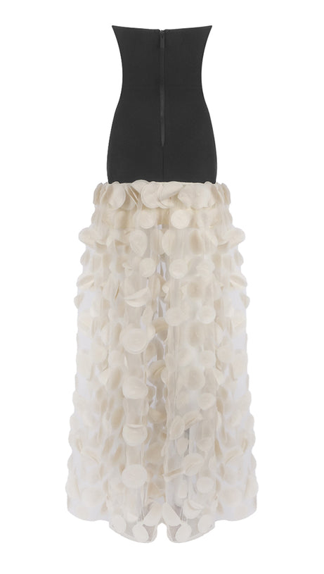 STRAPLESS A LINE MAXI DRESS APRICOT