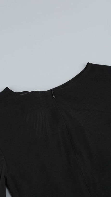 LONG SLEEVE CUTOUT SPLIT MAXI DRESS