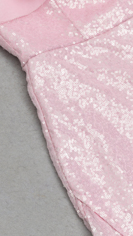 SEQUIN MESH SPLICING FISHTAIL BODYCON DRESS