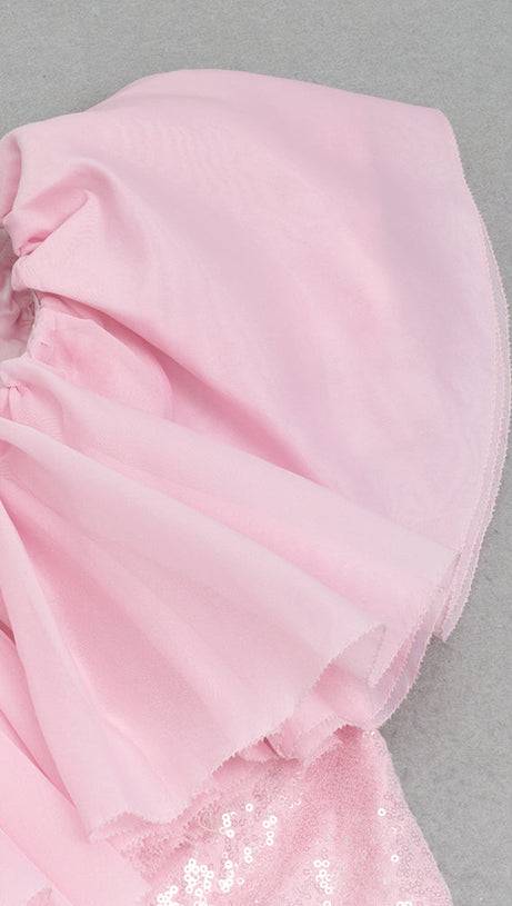 SEQUIN MESH SPLICING FISHTAIL BODYCON DRESS