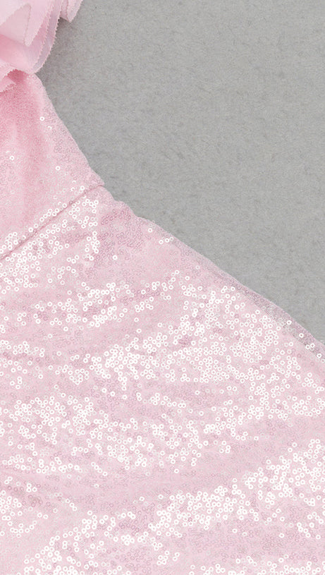 SEQUIN MESH SPLICING FISHTAIL BODYCON DRESS