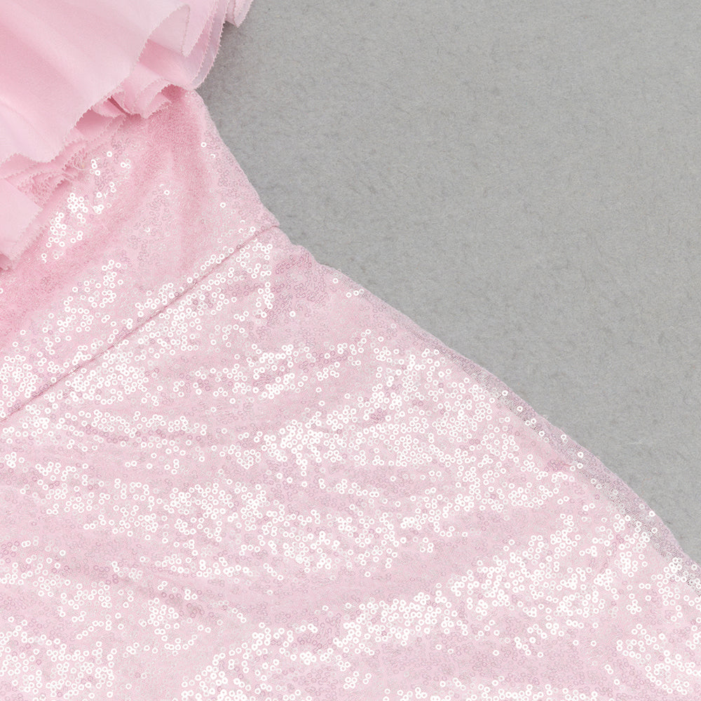 Bodycon-Kleid mit Pailletten und Netzstoff 