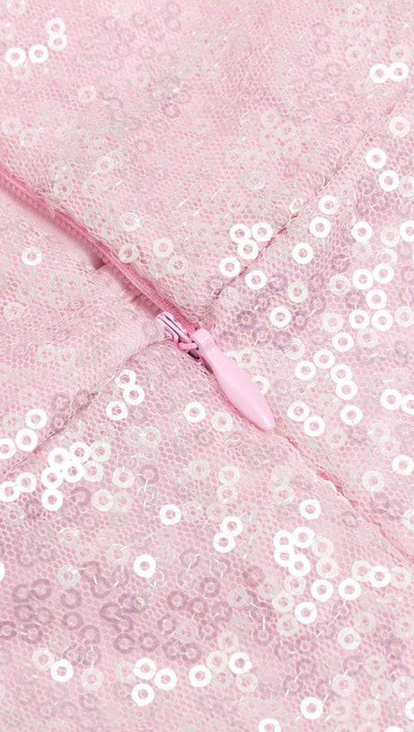 SEQUIN MESH SPLICING FISHTAIL BODYCON DRESS