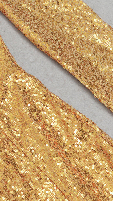 ONE SHOULDER SPLIT THIGH SEQUIN MAXI DRESS