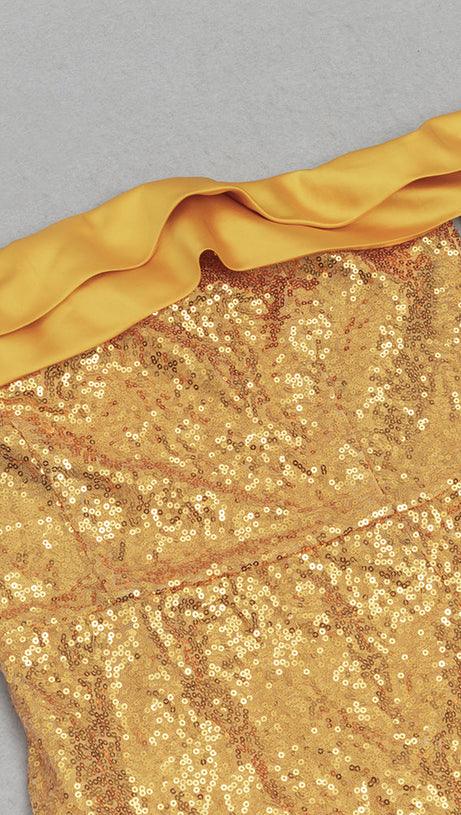 ONE SHOULDER SPLIT THIGH SEQUIN MAXI DRESS