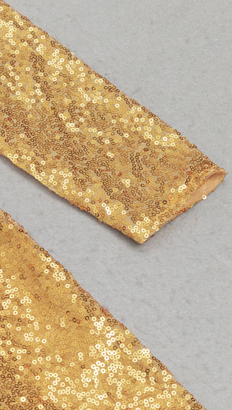 ONE SHOULDER SPLIT THIGH SEQUIN MAXI DRESS