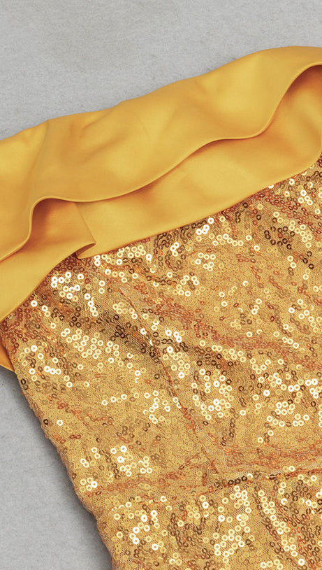 ONE SHOULDER SPLIT THIGH SEQUIN MAXI DRESS