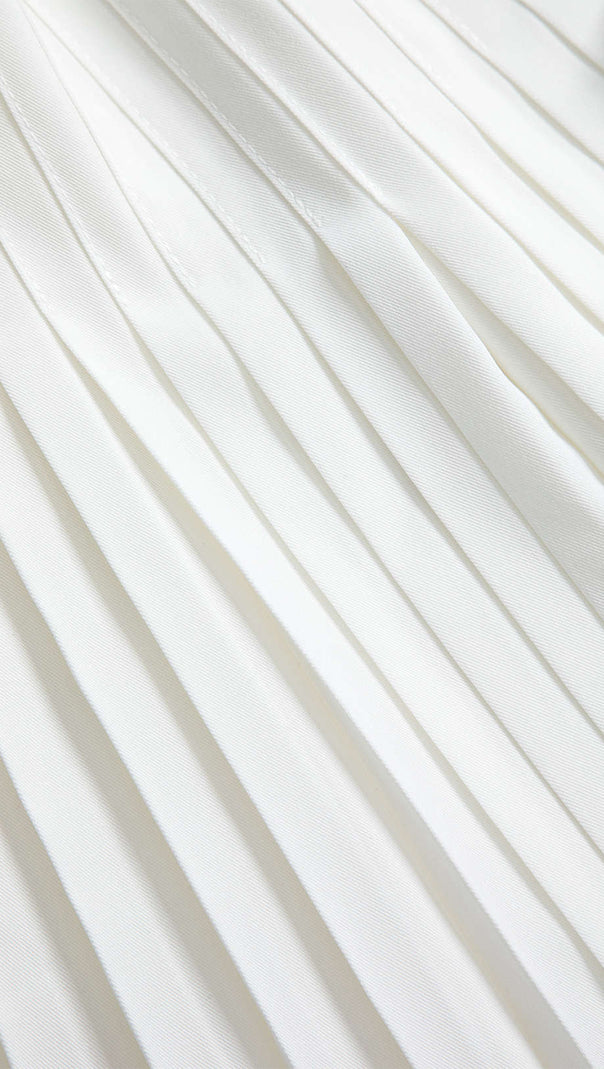 AIIZIE PLEATED BELL SLEEVE V-NECK MINI DRESS IN WHITE - product image