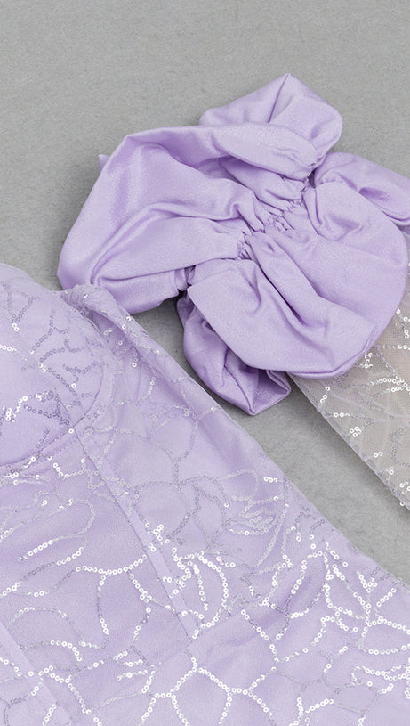 MERMAID HEM MESH INSERT DRESS