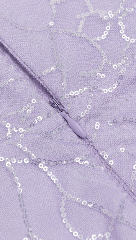 MERMAID HEM MESH INSERT DRESS